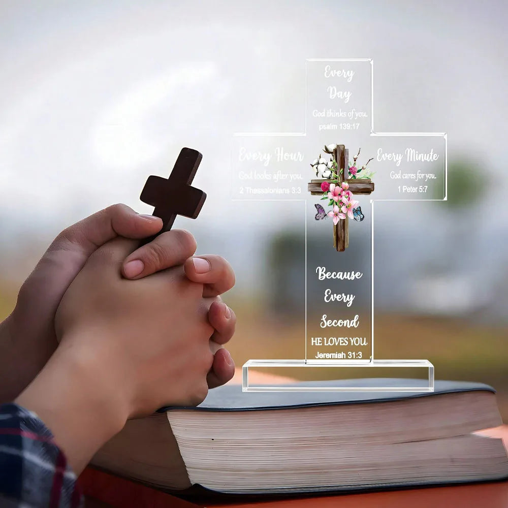 1pc Acrylic Cross - Bible Verses and Prayers, Inspirational Christian