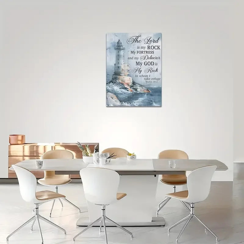 1pc No Framed Ocean Lighthouse Wall Art Scriptures Christian Psalm