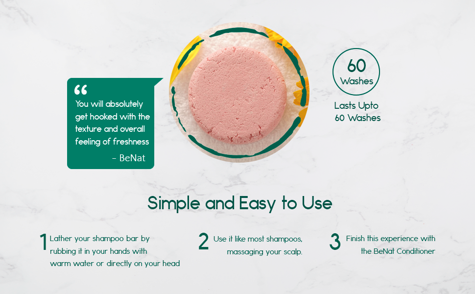 All-Natural Handmade Shampoo Bar | No Parabens, Sulfates or Silicones | Plastic-Free | 50+ Washes | Ginger, Bergamot & Lavender | BeNat