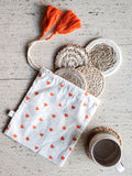 Natural Jute & Seagrass Coaster Gift Set — Set of 4 with Heart Drawstring Pouch