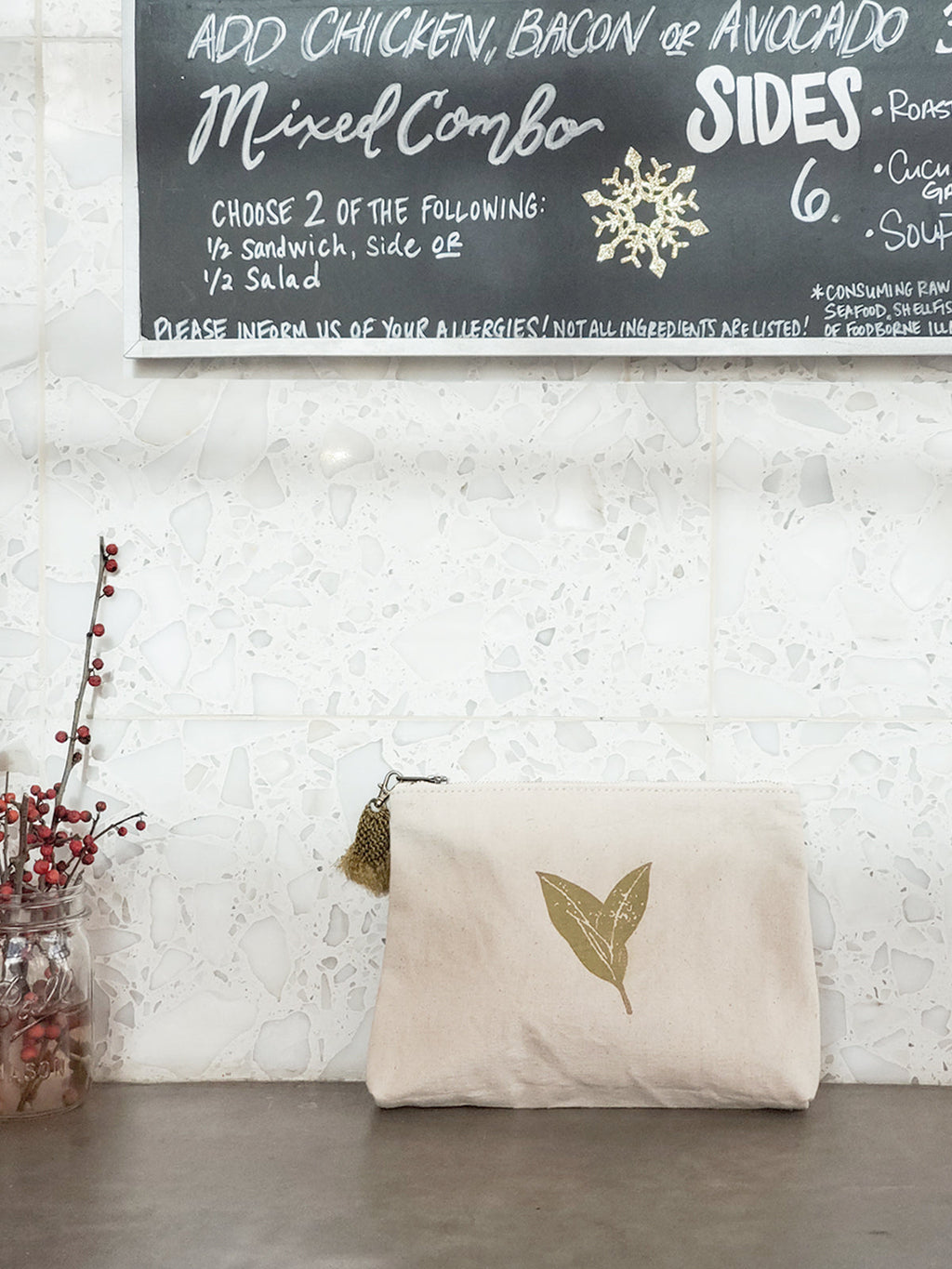 Hand Screen-Printed Cotton Canvas Pouch | Handmade in Bangladesh | Nature