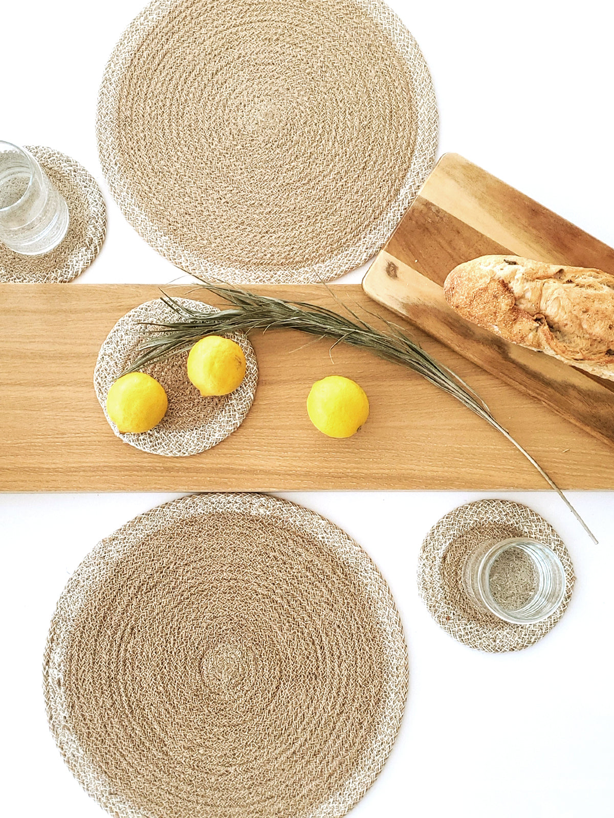 Agora Coaster & Trivet | Set of 4 | 100% Handmade Jute | 6" Round | Fair Trade | Bangladesh | KORISSA