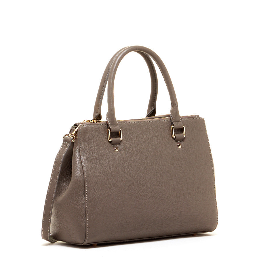 The Chloe - Grey Pebbled Leather Satchel Bag