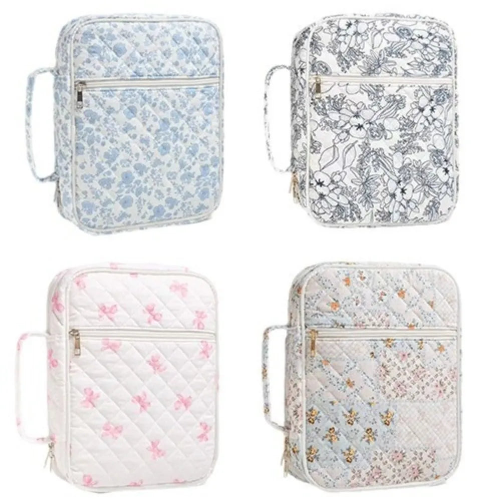 New Floral Design Bible Cover Case Zipper Pocket Handle Bible Cover