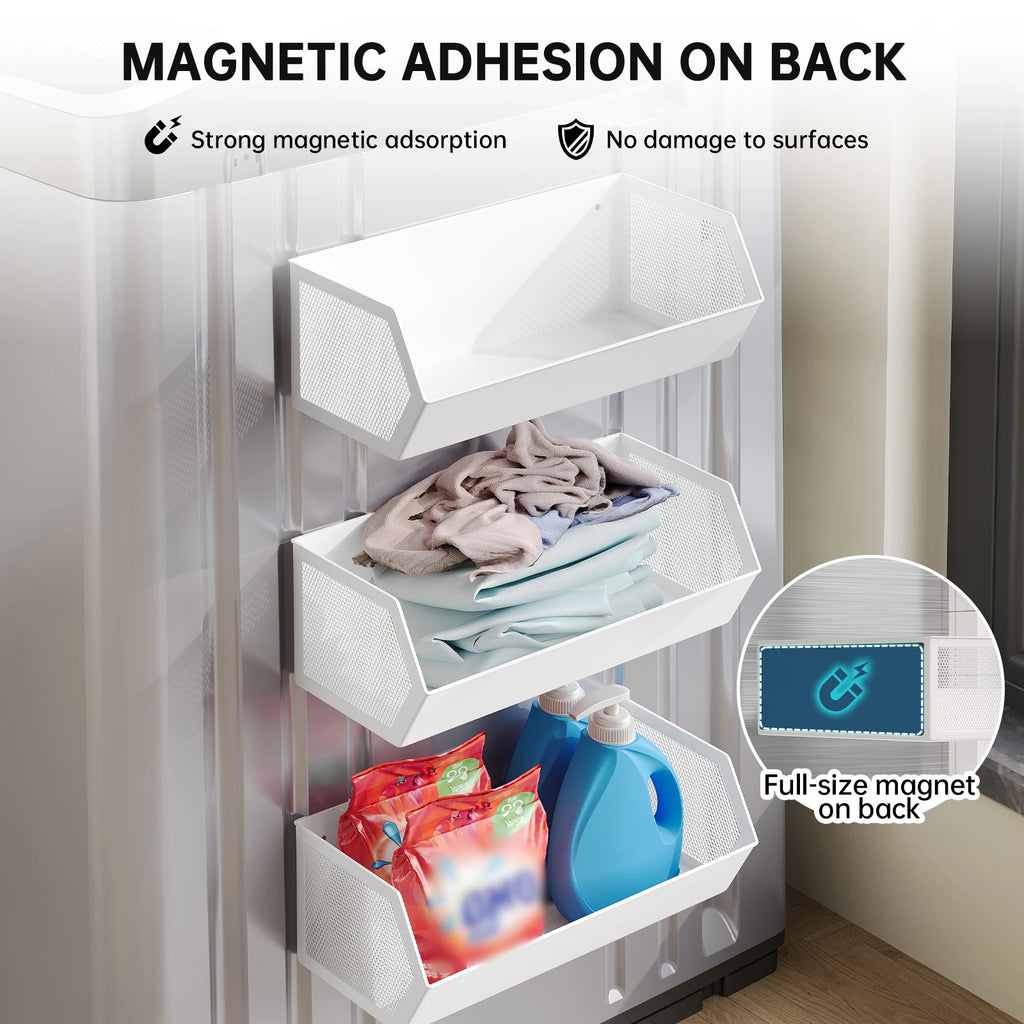 Magnetic Storage Rack for Balcony, Side of Washing Machine, Laundry