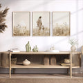 3pcs/set Jesus The Lost Sheep Wild Flower Field Canvas Print Beige