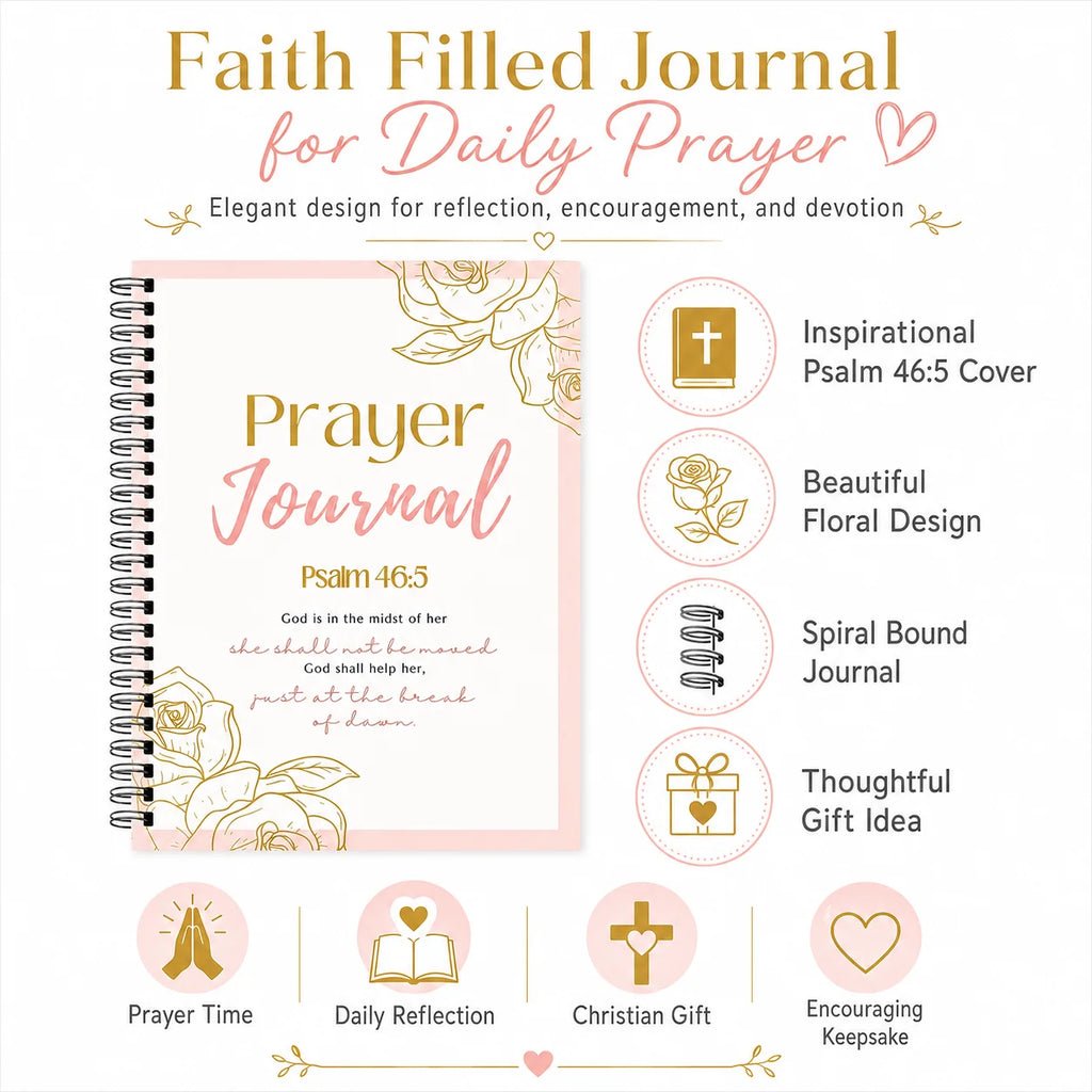 Prayer Journal Spiral Bound Christian Notebook Devotional Diary Daily