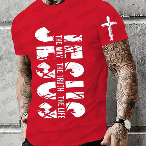 Loose Men T-shirt Summer Jesus The Way The Truth The Life Print T