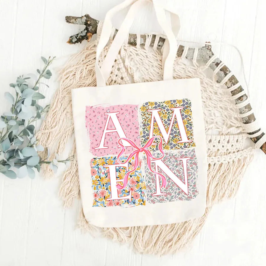 Floral Amen Bible Verses DIY Iron-On Heat Transfer Sticker Decal