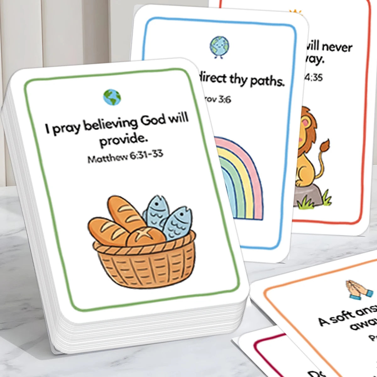 30pcs Bible Prayer Cards With Uplifting Illustration Scripture Verse