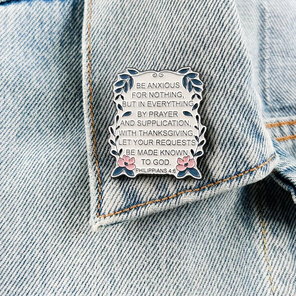 Philippians 4:6 Lapel Pin Bible Verse Badge With Thanksgiving Let Your