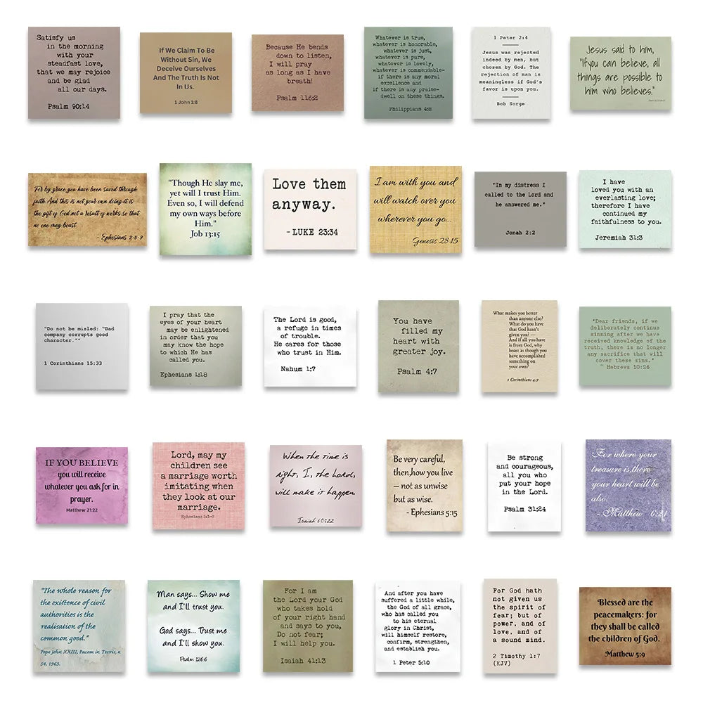 60PCS Christian Bible Verse Says Vintage Stickers PVC Waterproof Diary