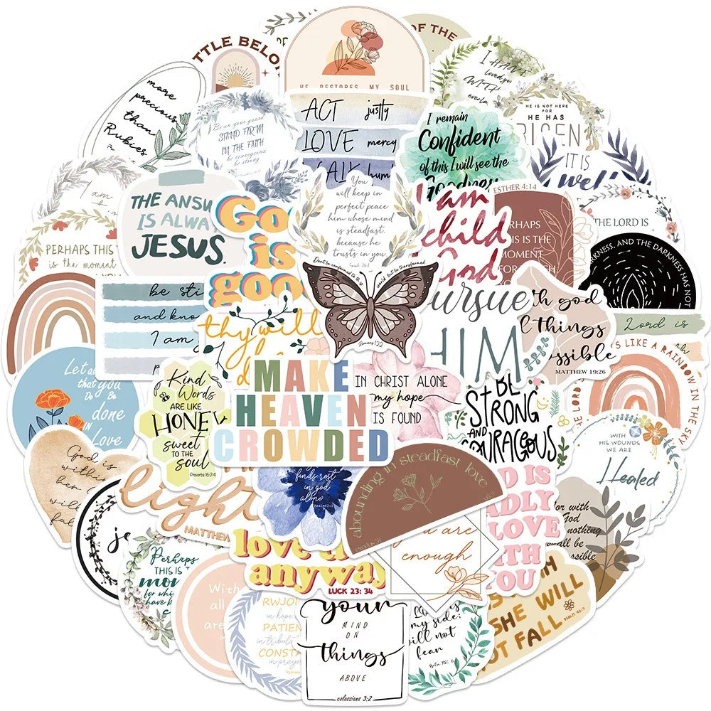 50pcs Jesus Phrase Christians Religion Bible Stickers DIY Laptops
