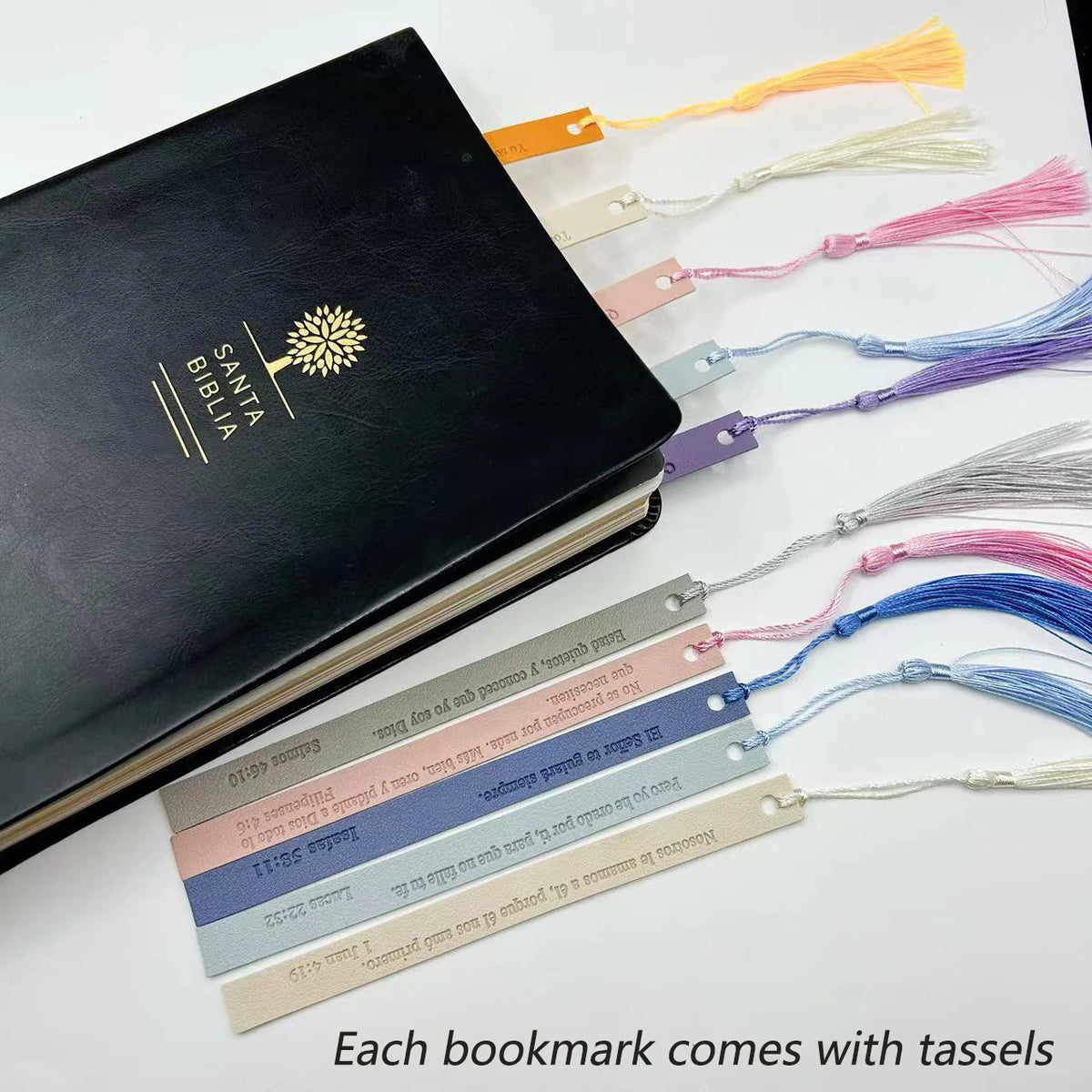 10 Pcs Leather Bible Bookmark Spanish for Women, Separadores De Biblia