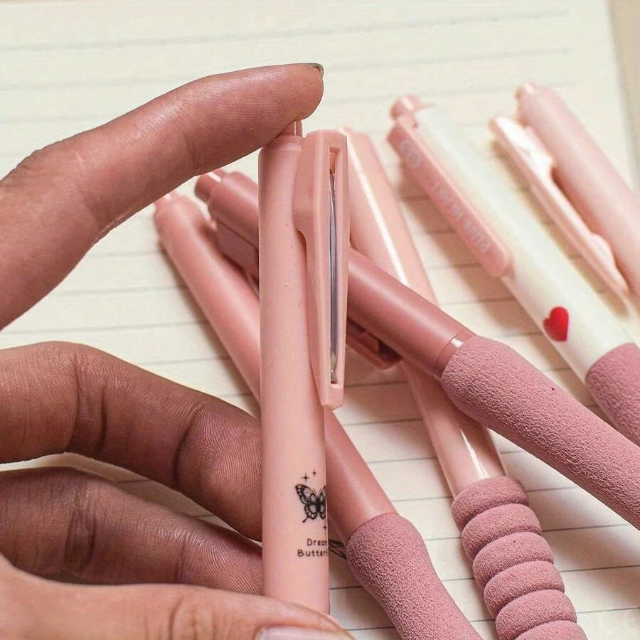 6pcs/set 0.5mm Retractable Gel Pen, Kawaii Stationary, Cute Pens,