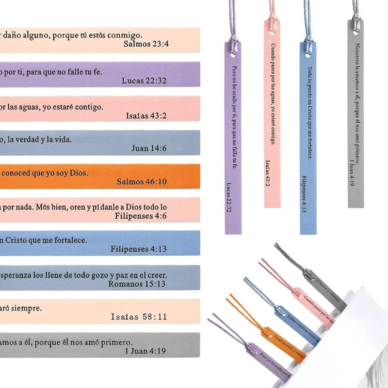 10 Pcs Leather Bible Bookmark Spanish for Women, Separadores De Biblia