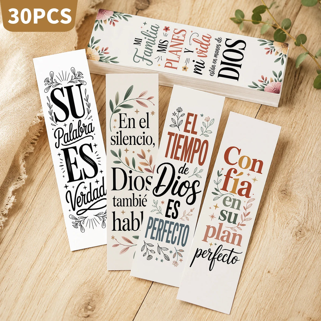 30pcs Spanish Inspirational Bible Verse Bookmarks For Scripture