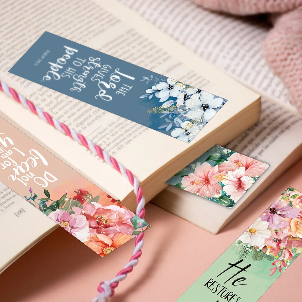 30pcs Flowerl Design Inspirational Bible Verse Bookmarks For Religious