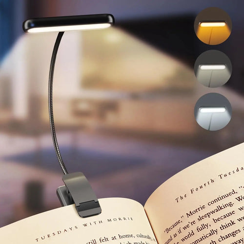 Reading Lamp Book Clamp Black/White/Pink USB Rechargeable Battery
