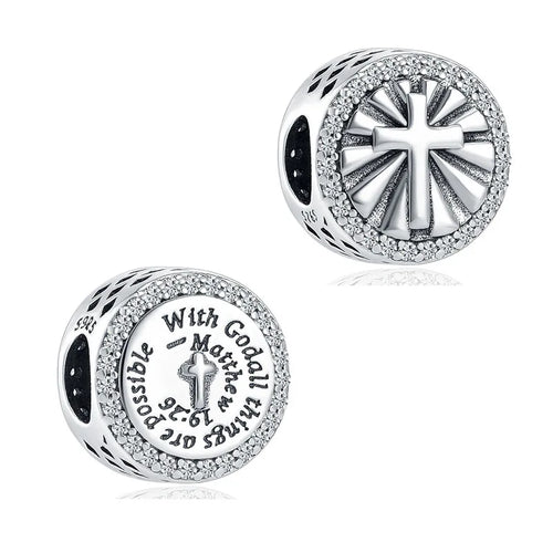2024 New 925 Silver Jesus Cross The Holy Bible Pendant Charms Beads