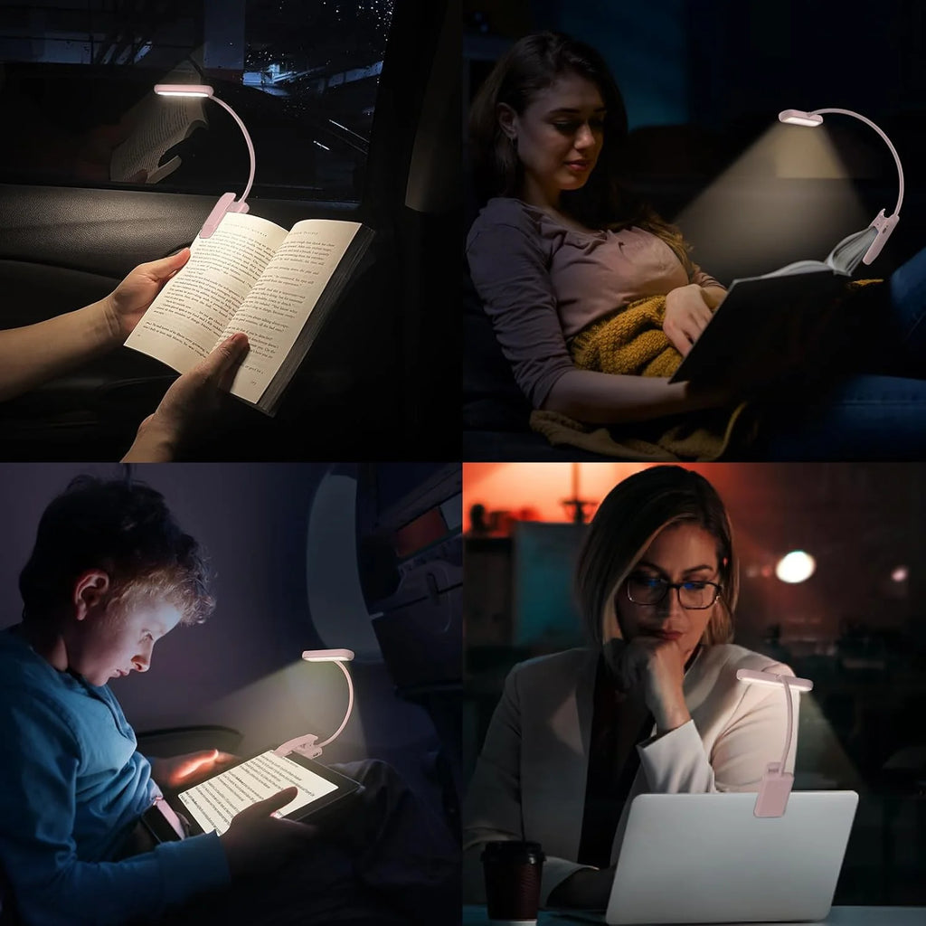 Reading Lamp Book Clamp Black/White/Pink USB Rechargeable Battery