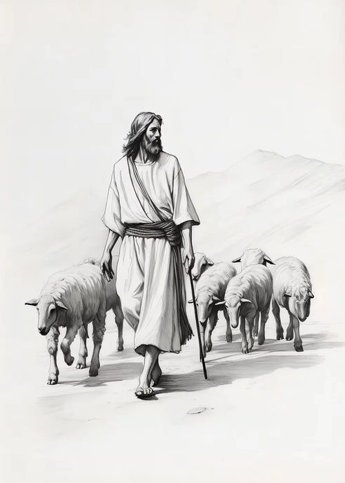 Jesus Walks on Water Christian Good Shepherd Art Poster Bible
