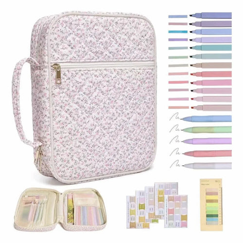 New Floral Design Bible Cover Case Zipper Pocket Handle Bible Cover