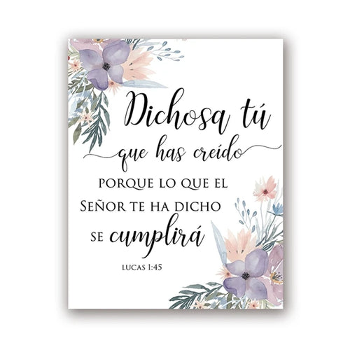 (2D canvas painting)  Spanish Bible Verse Quotes Print God Christian