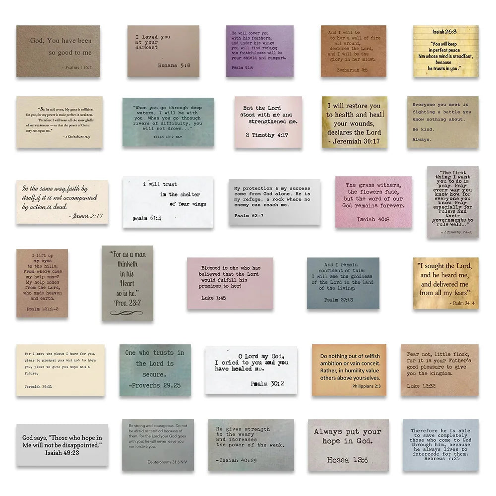 60PCS Christian Bible Verse Says Vintage Stickers PVC Waterproof Diary