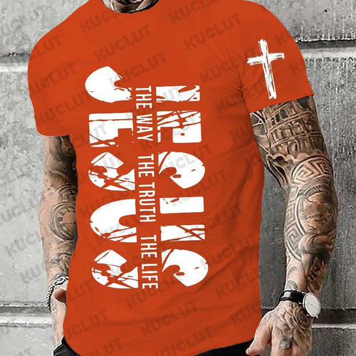 Loose Men T-shirt Summer Jesus The Way The Truth The Life Print T
