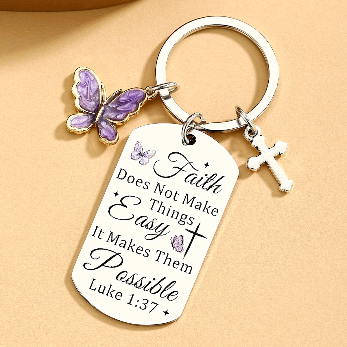 Faith Christian Gifts for Women Cross Bible Verse Keychain Religious