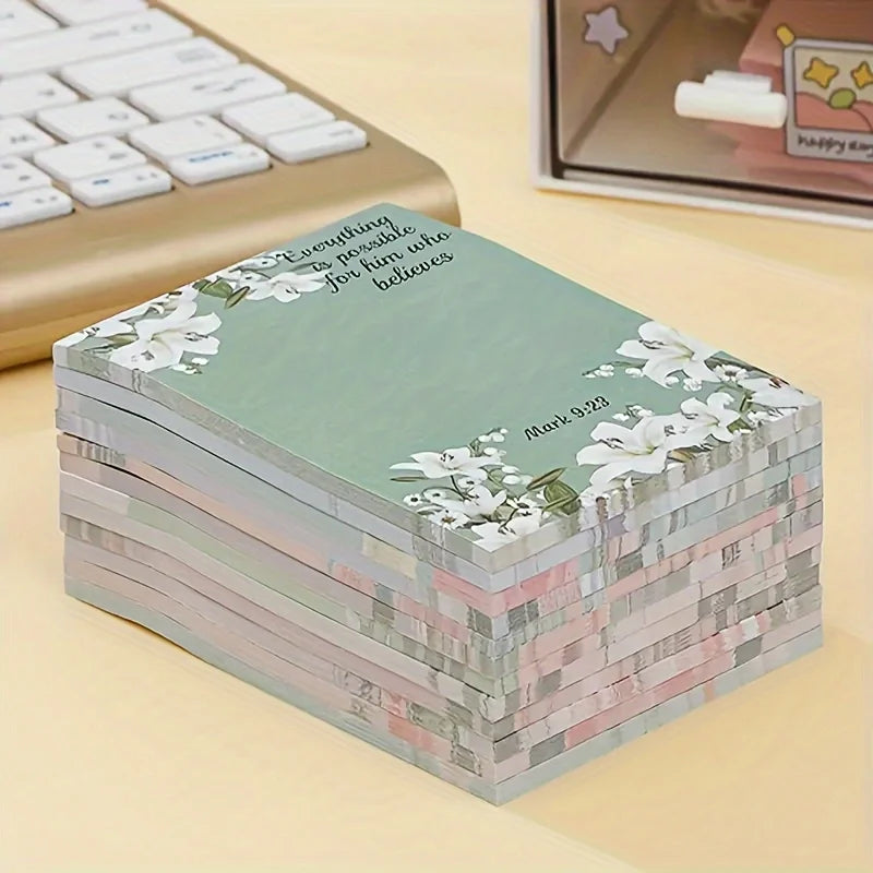 Inspirational Bible Text Self-Adhesive Notes, 30 Pieces, Retro Flower