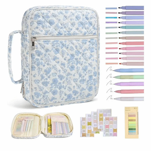 New Floral Design Bible Cover Case Zipper Pocket Handle Bible Cover