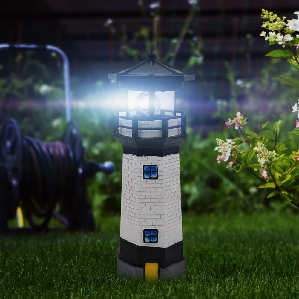 Lighthouse Solar LED Garden Light with Rotating Beacon