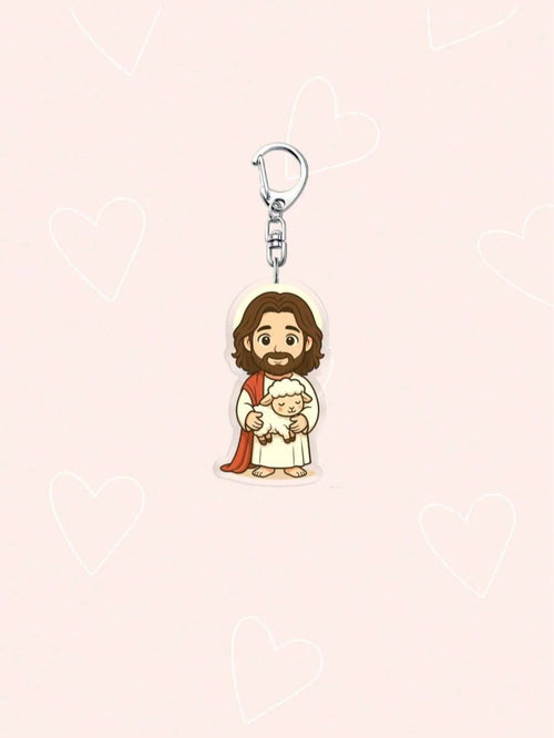 1-6 Piece Set of Jesus and Lamb Acrylic Keychains, Multifunctional 2D
