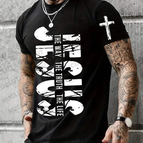 Loose Men T-shirt Summer Jesus The Way The Truth The Life Print T