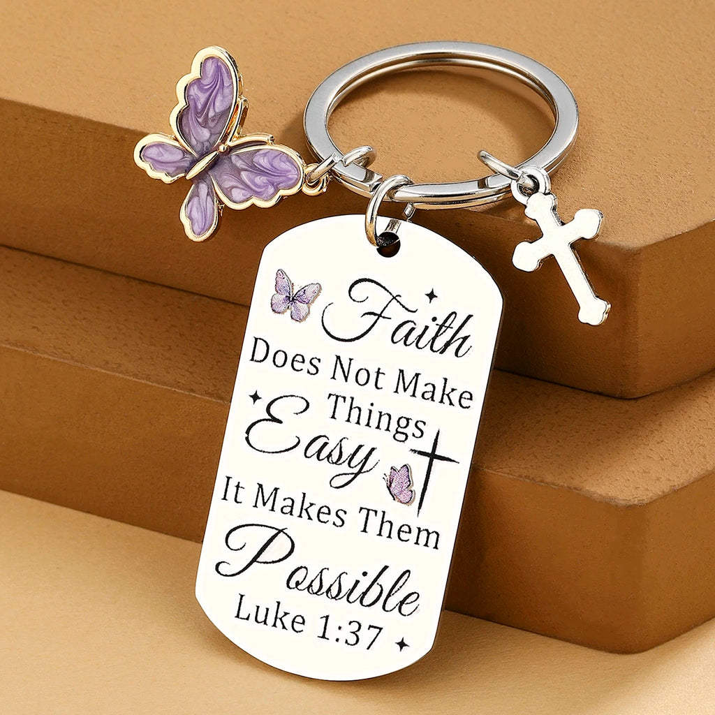 Faith Christian Gifts for Women Cross Bible Verse Keychain Religious