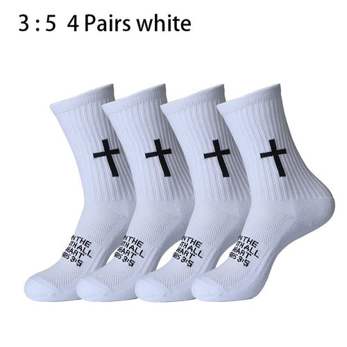 4 Pairs Christian Cross Socks Prayer Garter Bible Birthday Gift for