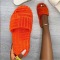 Thick Bottom Embossed Cotton Fur Women Slippers