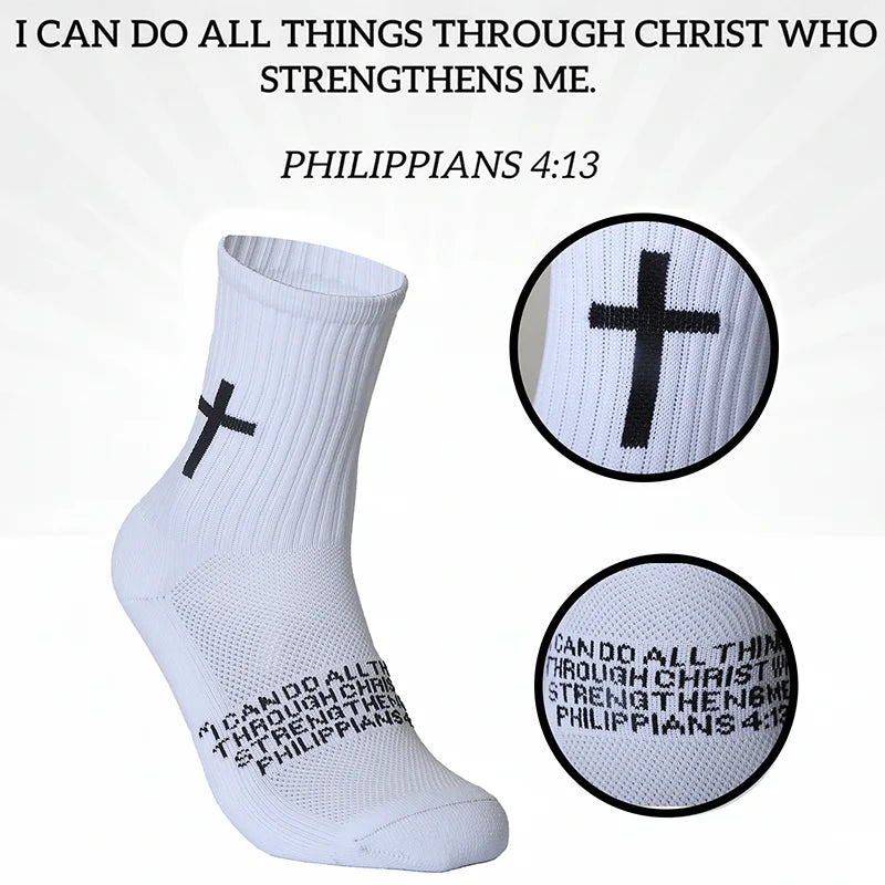 4 Pairs Christian Cross Socks Prayer Garter Bible Birthday Gift for