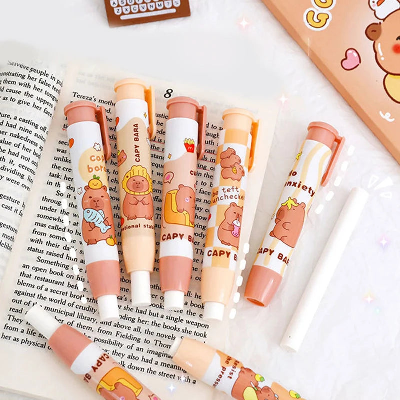 Random 1pc Kawaii Capybara Press The Eraser Clean Mess Free Cartoon