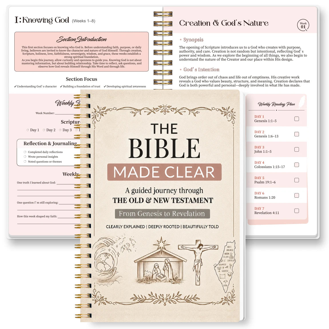 1pc 8-Week Bible Study Planner, 8.15×5.67in Twin-Wire Devotional