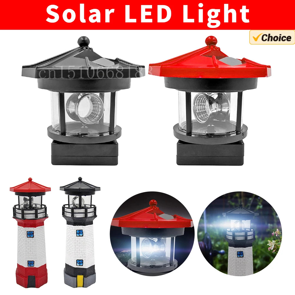Lighthouse Solar LED Garden Light with Rotating Beacon
