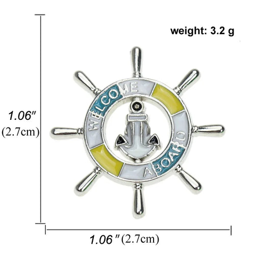 Coastal Nautical Metal Charm Ornaments — Lighthouse, Rudder, Fish & Sailboat