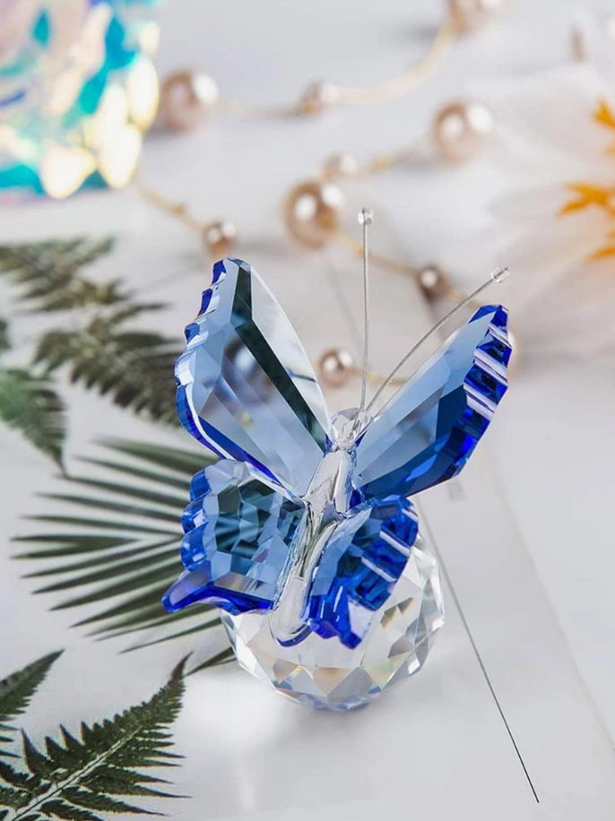 Blue Holographic Butterfly Glass Ornament - Sparkling Home Decor Craft