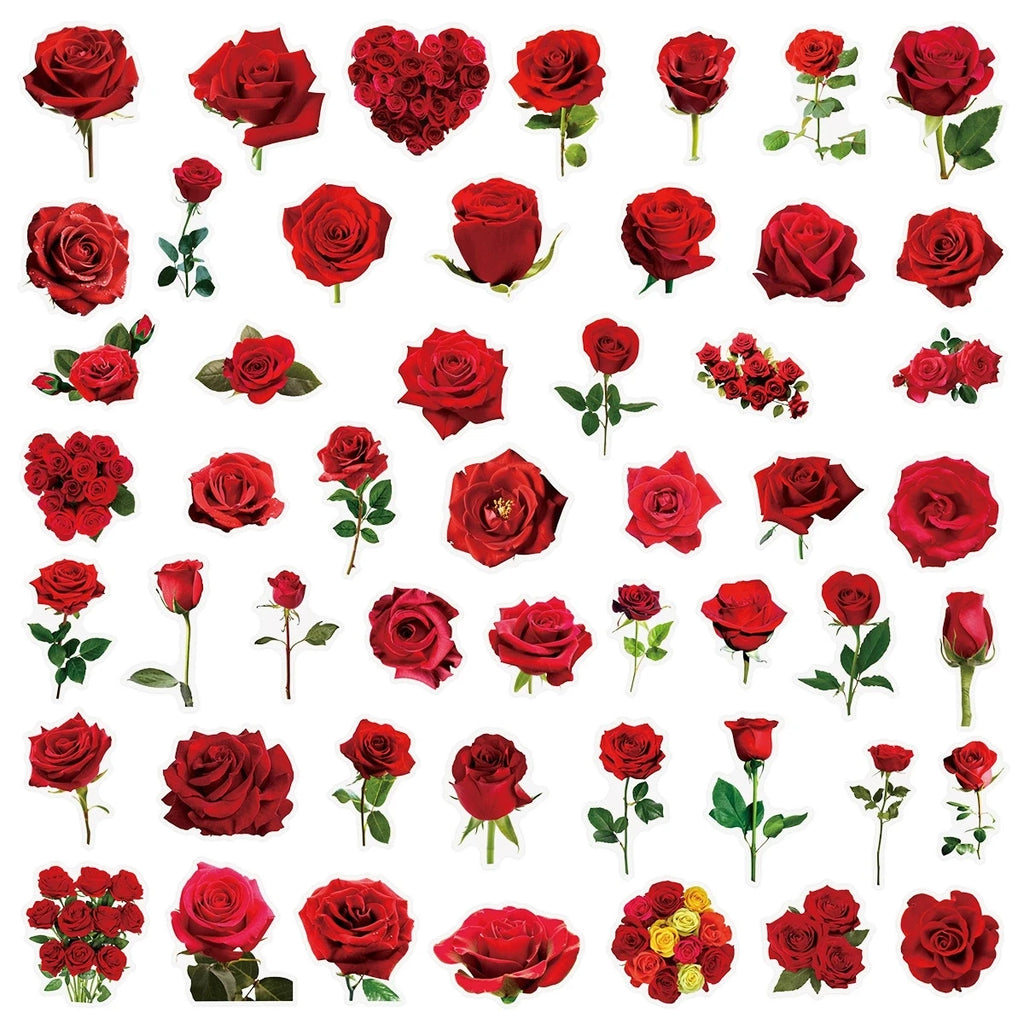 50/200PCS Transparent PET Flower Plant Material Stickers Handbooks