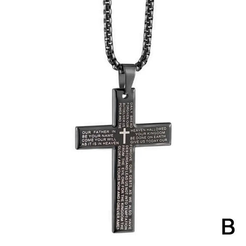 1/3pcs Christian Bible Cross Chain Necklace Steel Big Pendant Necklace
