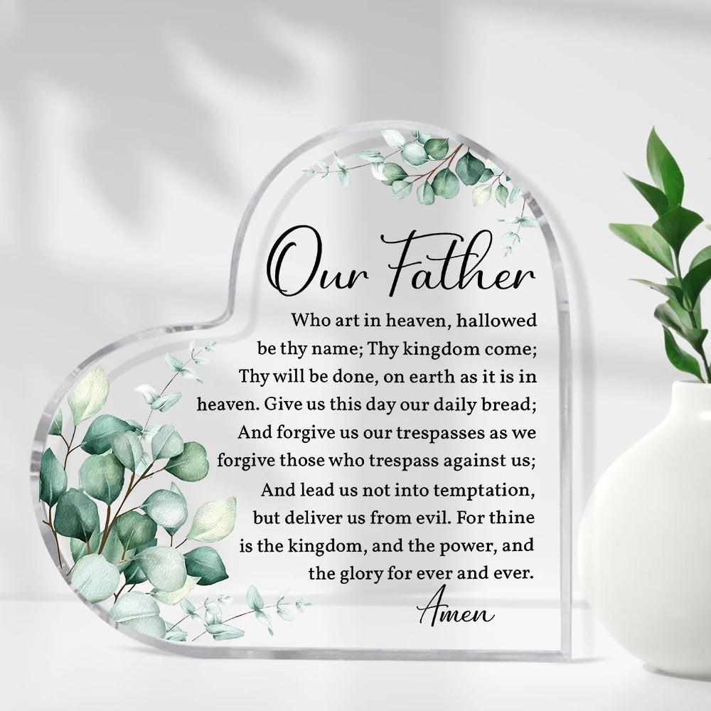 Christian Bible Verses Acrylic Heart Decorative Sign Plaques Our