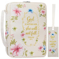 Floral Bible Cover for Women with Zipper and Handle, Large Capacity