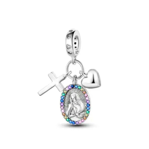 2024 New 925 Silver Jesus Cross The Holy Bible Pendant Charms Beads